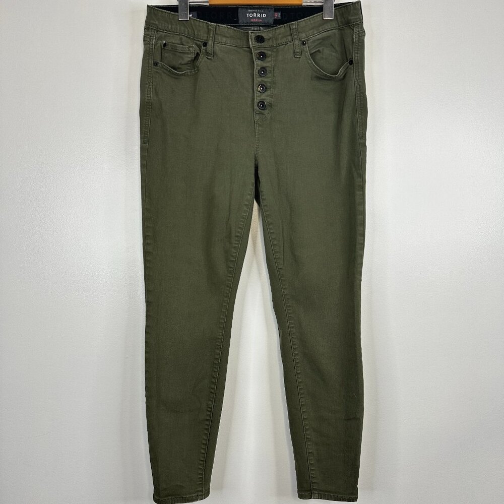 Torrid High Rise Sky High Skinny Jeans Olive Green Size 14 Regular